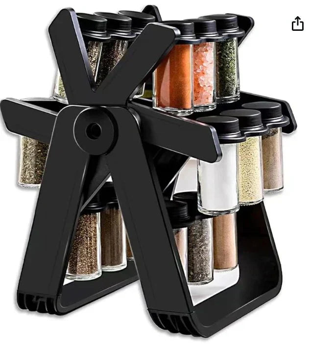 360° Rotating Rack with 18 Glass Spice Jar Set