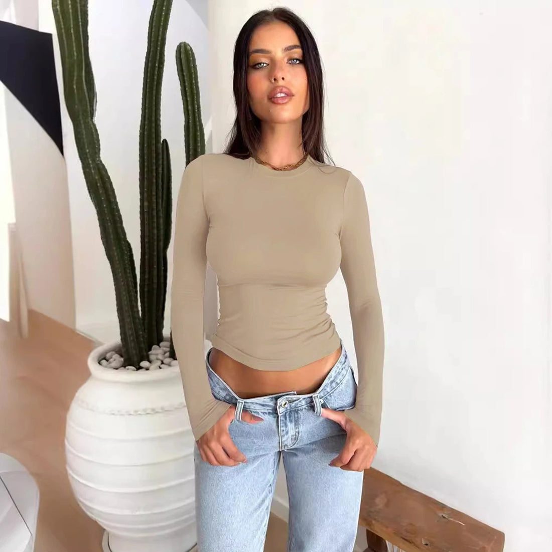 Long Sleeve T Shirt Women Autumn Winter Y2k Crop Top